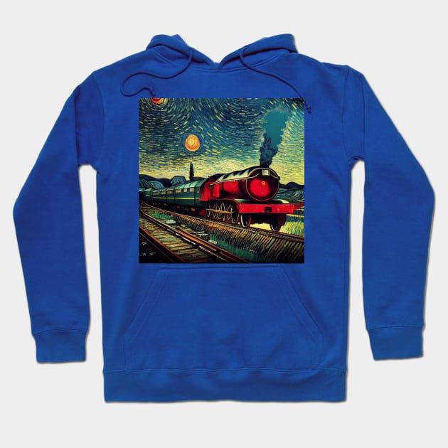 Starry Night Wizarding Express Train Hoodie by Grassroots Green